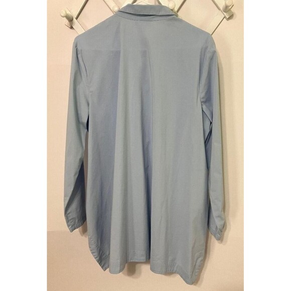J Jill Light Blue Dipped Hem Popover Tunic Office Top Wear Stretch Size Large - Picture 5 of 10
